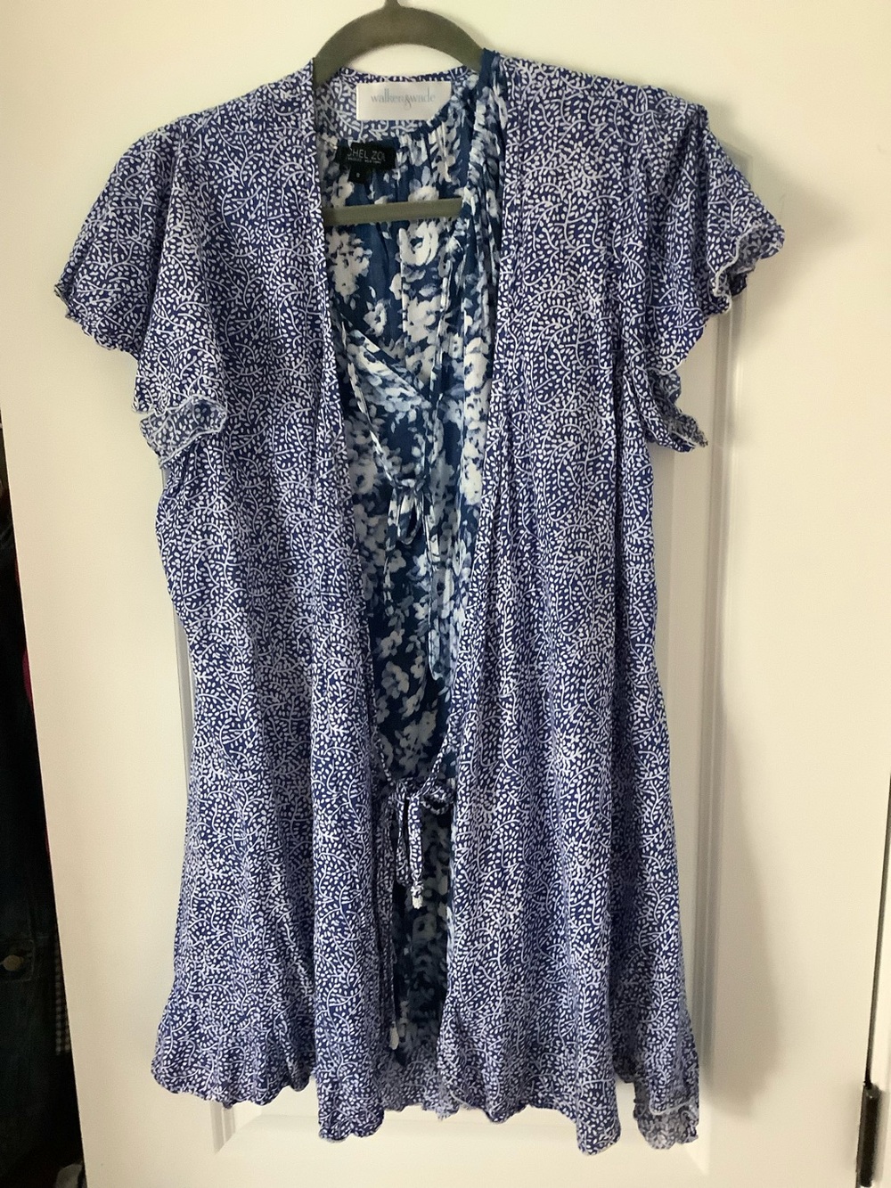 Walker & Wade  Blue & White Wrap Dress, S